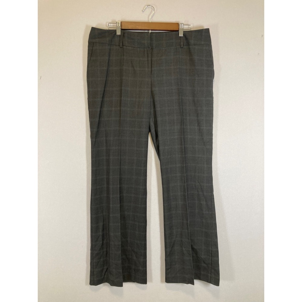 Professional Axcess Liz Claiborne Women 14 Grey Plaid Stretch Straight Leg Pants